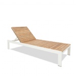YASN Modern Teak Wood Aluminum Frame Garden Furniture Sun Lounger