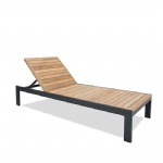 YASN Modern Teak Wood Aluminum Frame Garden Furniture Sun Lounger