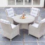 YASN 4 Seat Outdoor Dining Rattan Furniture Garden Dining Round Table Patio Set