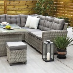 YASN 6 Piece PE Rattan Patio Furniture Set Garden Corner Sofa Set with Rectangular Table